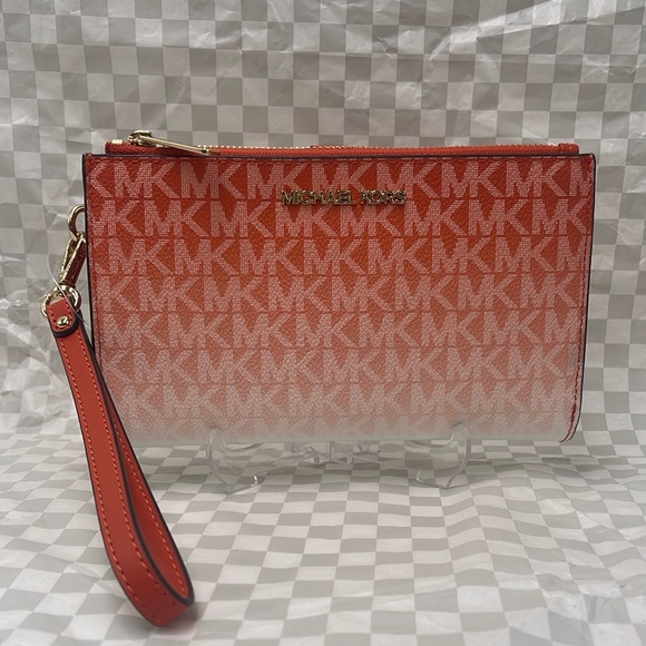 Michael Kors Jet Set Lg Ombré Signature Logo Wristlet Smartphone Holder Wallet - Picture 1 of 16